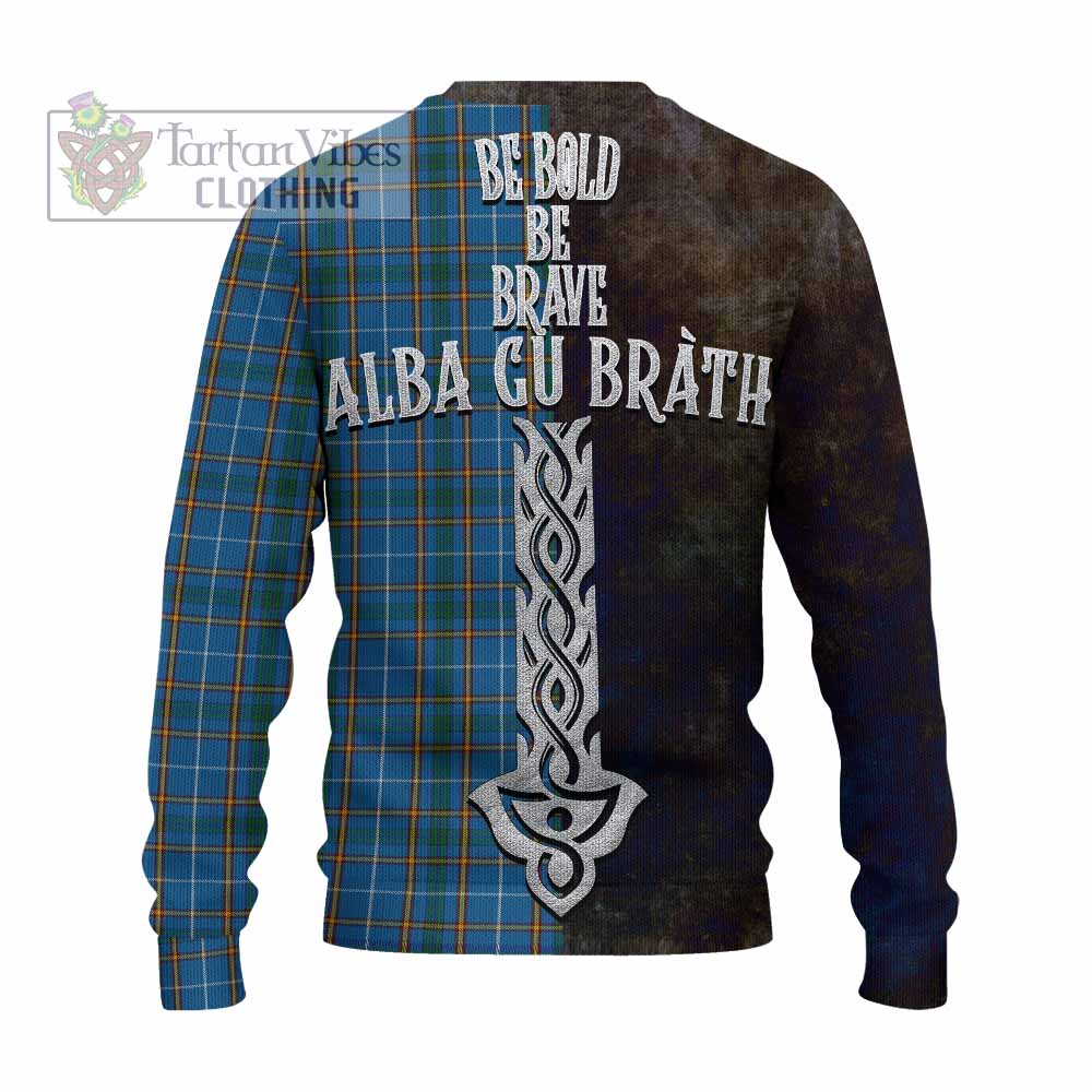 Bain Tartan Family Crest Knitted Sweater Alba Gu Brath Be Brave Lion Ancient Style - Tartan Vibes Clothing
