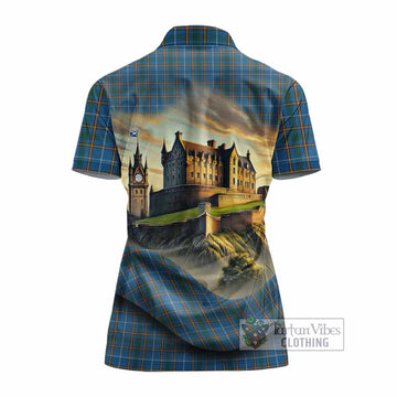 Bain Tartan Family Crest Women's Polo Shirt with Scottish Ancient Castle Style - Tartan Vibes Clothing