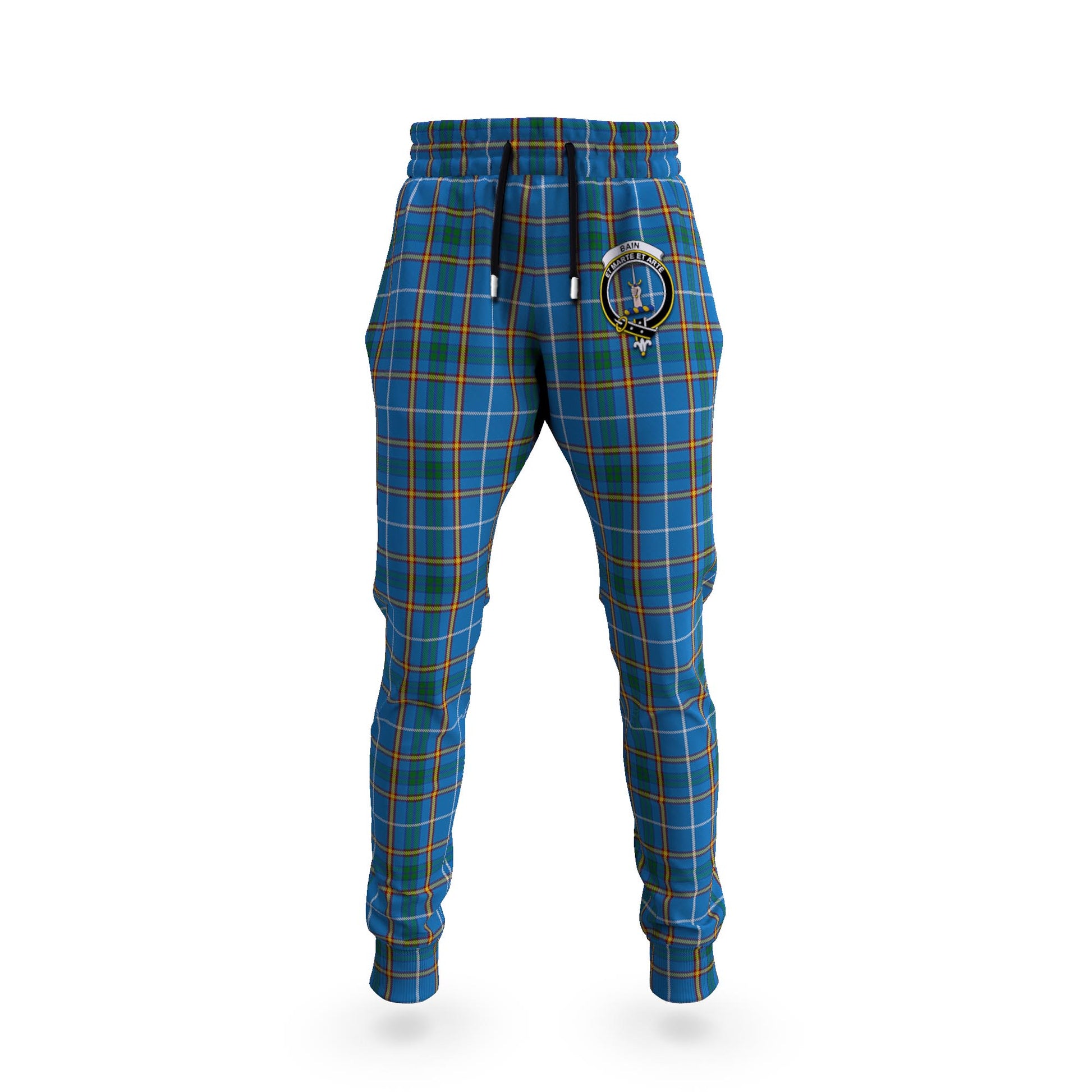 Bain Tartan Joggers Pants with Family Crest 5XL - Tartan Vibes Clothing