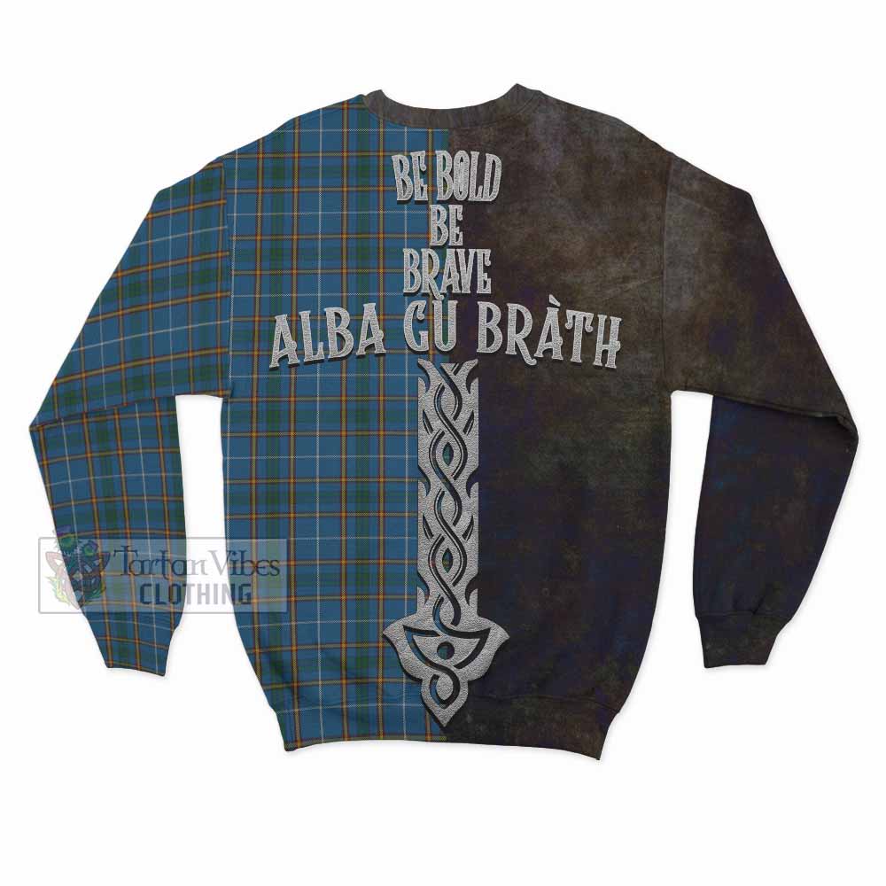 Bain Tartan Family Crest Sweatshirt Alba Gu Brath Be Brave Lion Ancient Style - Tartan Vibes Clothing