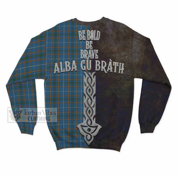 Tartan Vibes Clothing Bain Tartan Family Crest Sweatshirt Alba Gu Brath Be Brave Lion Ancient Style