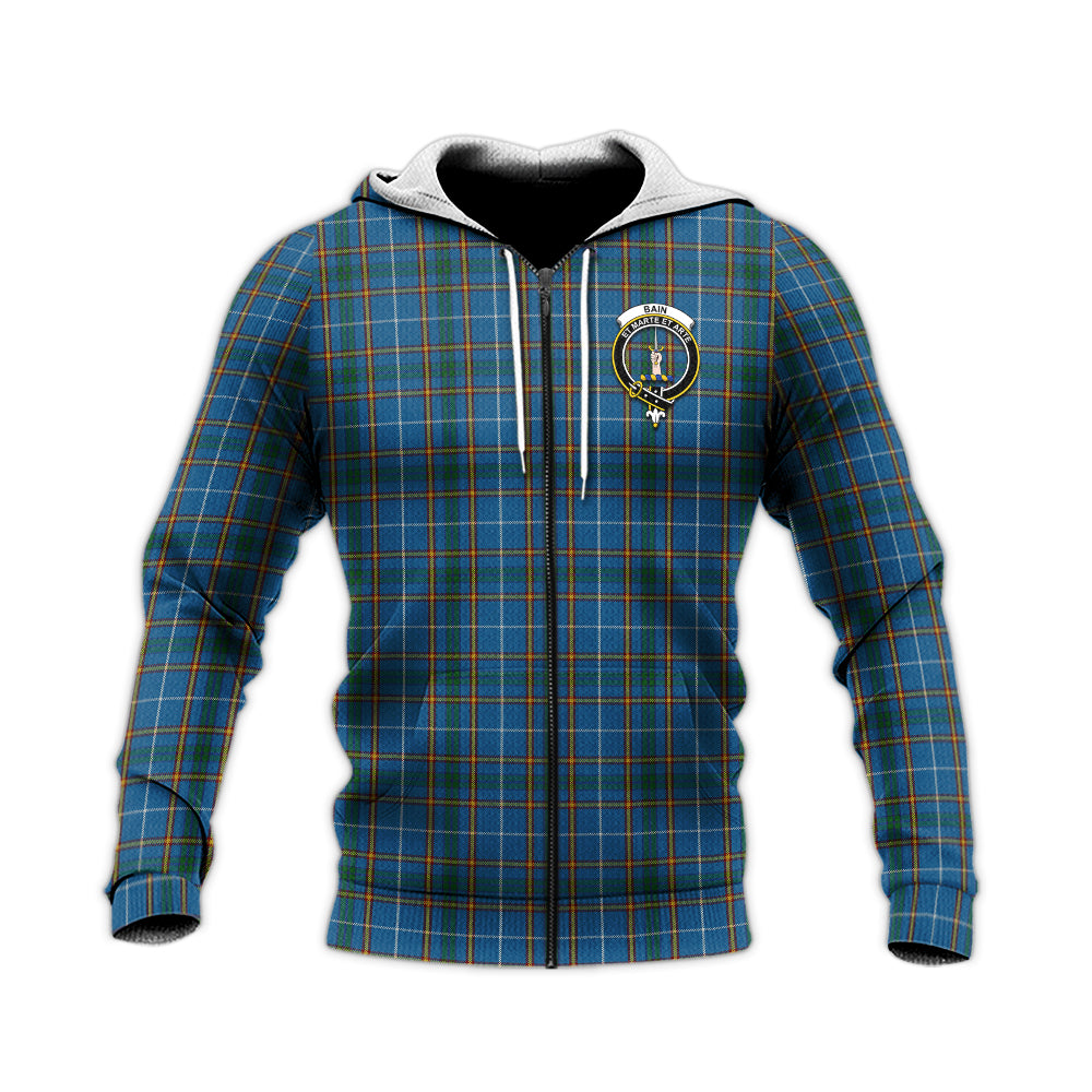 Bain Tartan Knitted Hoodie with Family Crest Unisex Knitted Zip Hoodie - Tartan Vibes Clothing
