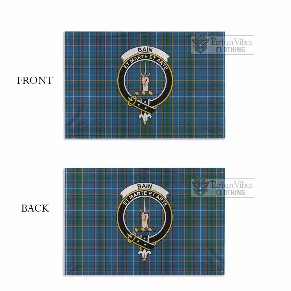 Tartan Vibes Clothing Bain Tartan House Flag with Family Crest