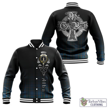 Tartan Vibes Clothing Bain Tartan Baseball Jacket Featuring Alba Gu Brath Family Crest Celtic Inspired