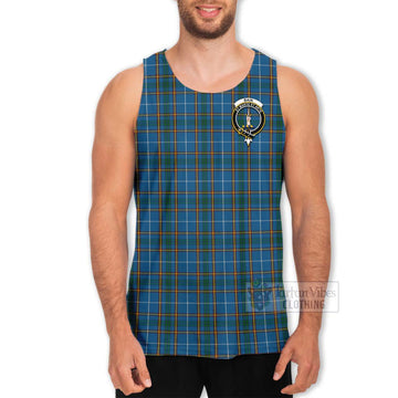 Tartan Vibes Clothing Bain Tartan Men's Tank Top with Family Crest Celtic Skull Style