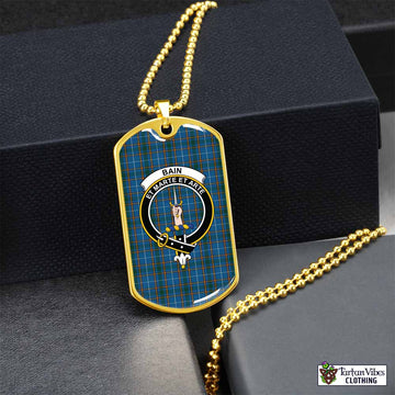 Tartan Vibes Clothing Bain Tartan Dog Tag Necklace with Family Crest
