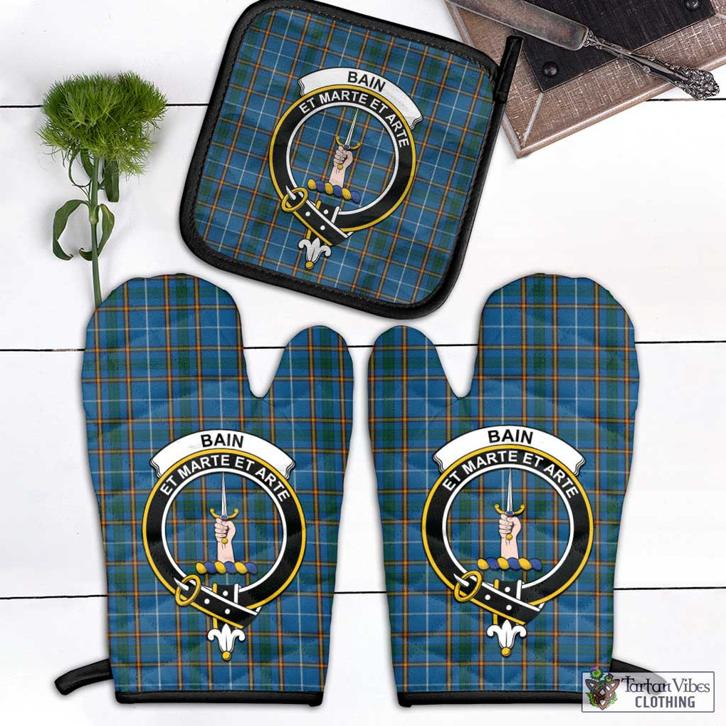 Bain Tartan Combo Oven Mitt & Pot-Holder with Family Crest - Tartan Vibes Clothing