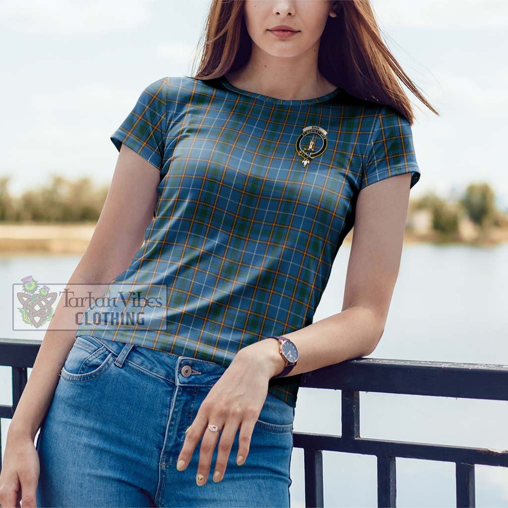 Bain Tartan Cotton T-Shirt with Family Crest - Tartan Vibes Clothing