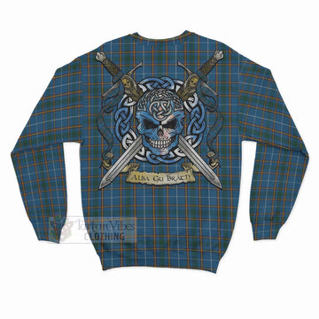 Tartan Vibes Clothing Bain Tartan Sweatshirt with Family Crest Celtic Skull Style