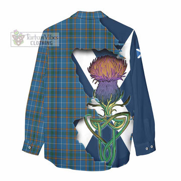 Tartan Vibes Clothing Bain Tartan Family Crest Women's Casual Shirt Scottish Thistle Celtic Inspired
