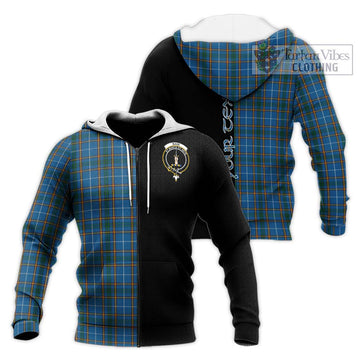 Bain Tartan Knitted Hoodie with Family Crest and Half Of Me Style Unisex Knitted Zip Hoodie - Tartan Vibes Clothing