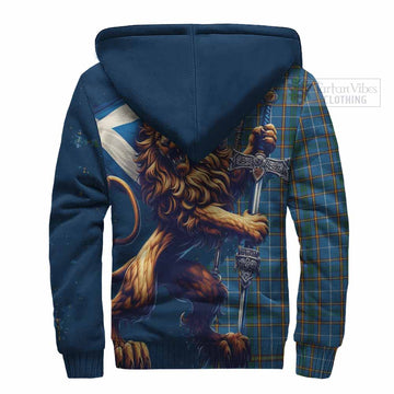 Bain Tartan Family Crest Sherpa Hoodie with Scottish Majestic Lion - Tartan Vibes Clothing
