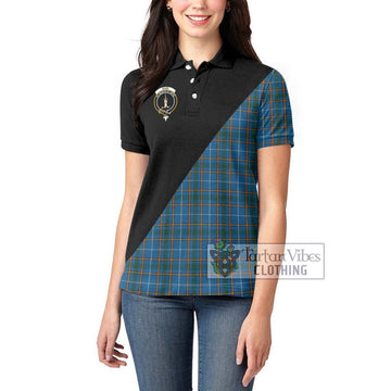 Bain Tartan Women's Polo Shirt with Family Crest and Military Logo Style - Tartan Vibes Clothing