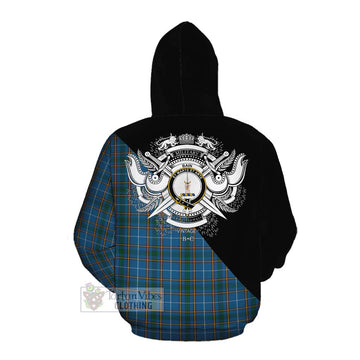 Bain Tartan Cotton Hoodie with Family Crest and Military Logo Style Pullover Hoodie - Tartan Vibes Clothing