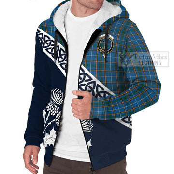 Bain Tartan Sherpa Hoodie Featuring Thistle and Scotland Map - Tartan Vibes Clothing
