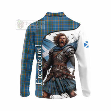 Bain Crest Tartan Long Sleeve Polo Shirt Inspired by the Freedom of Scottish Warrior - Tartan Vibes Clothing