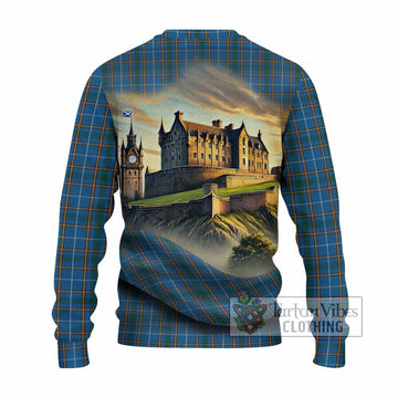 Bain Tartan Family Crest Knitted Sweater with Scottish Ancient Castle Style - Tartan Vibes Clothing