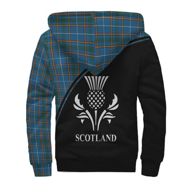 Bain Tartan Sherpa Hoodie with Family Crest Curve Style - Tartan Vibes Clothing