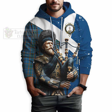 Bain Tartan Hoodie with Family Crest Scottish Bagpiper Vibes - Tartan Vibes Clothing