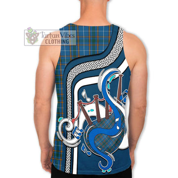 Bain Tartan Men's Tank Top with Epic Bagpipe Style - Tartanvibesclothing Shop