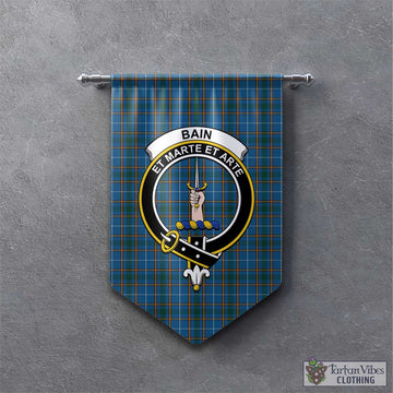 Bain Tartan Gonfalon, Tartan Banner with Family Crest - Tartan Vibes Clothing