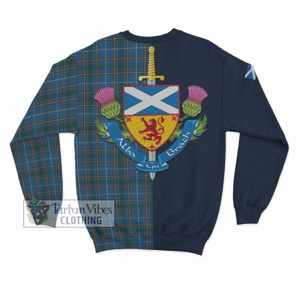 Bain Tartan Sweatshirt Alba with Scottish Lion Royal Arm Half Style - Tartan Vibes Clothing