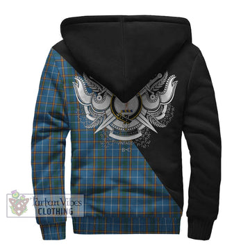 Bain Tartan Sherpa Hoodie with Family Crest and Military Logo Style - Tartan Vibes Clothing