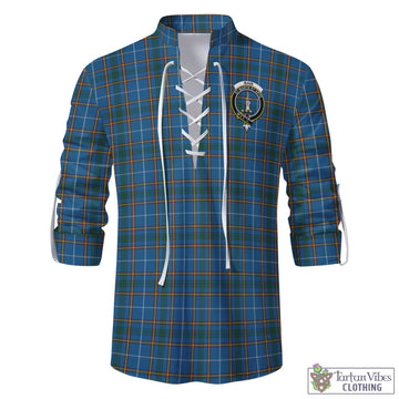 Bain Tartan Men's Scottish Traditional Jacobite Ghillie Kilt Shirt with Family Crest - Tartan Vibes Clothing