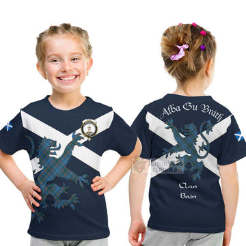 Bain Tartan Lion Rampant Kid T-Shirt Proudly Display Your Heritage with Alba Gu Brath and Clan Name - Tartan Vibes Clothing