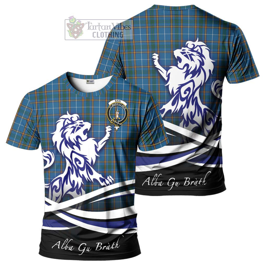Bain Tartan Cotton T-shirt with Alba Gu Brath Regal Lion Emblem Women's Shirt - Tartan Vibes Clothing