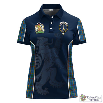 Bain Tartan Women's Polo Shirt with Family Crest and Lion Rampant Vibes Sport Style - Tartan Vibes Clothing
