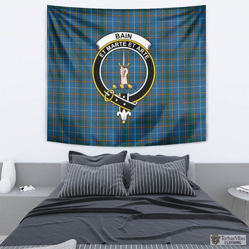 Bain Tartan Tapestry Wall Hanging and Home Decor for Room with Family Crest