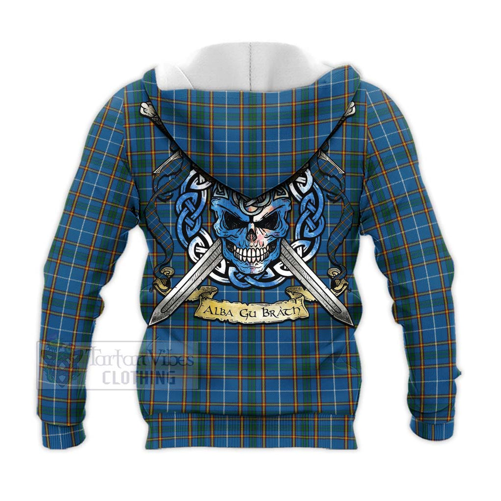 Bain Tartan Knitted Hoodie with Family Crest Celtic Skull Style - Tartan Vibes Clothing