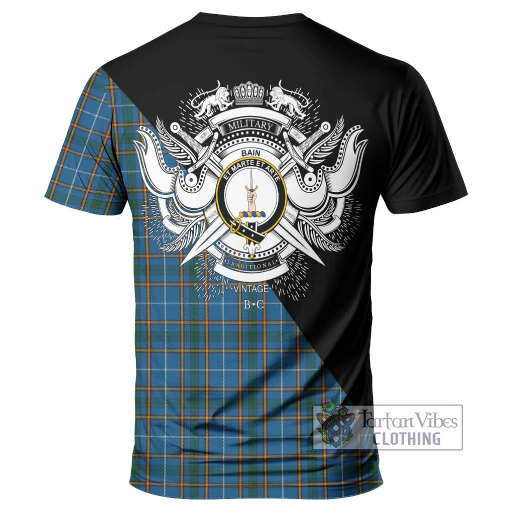 Bain Tartan T-Shirt with Family Crest and Military Logo Style - Tartan Vibes Clothing