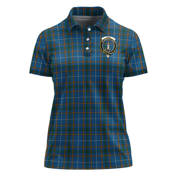 Bain Tartan Polo Shirt with Family Crest For Women - Tartan Vibes Clothing