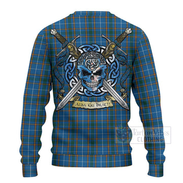 Tartan Vibes Clothing Bain Tartan Knitted Sweater with Family Crest Celtic Skull Style