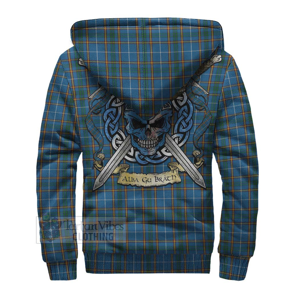 Bain Tartan Sherpa Hoodie with Family Crest Celtic Skull Style - Tartan Vibes Clothing