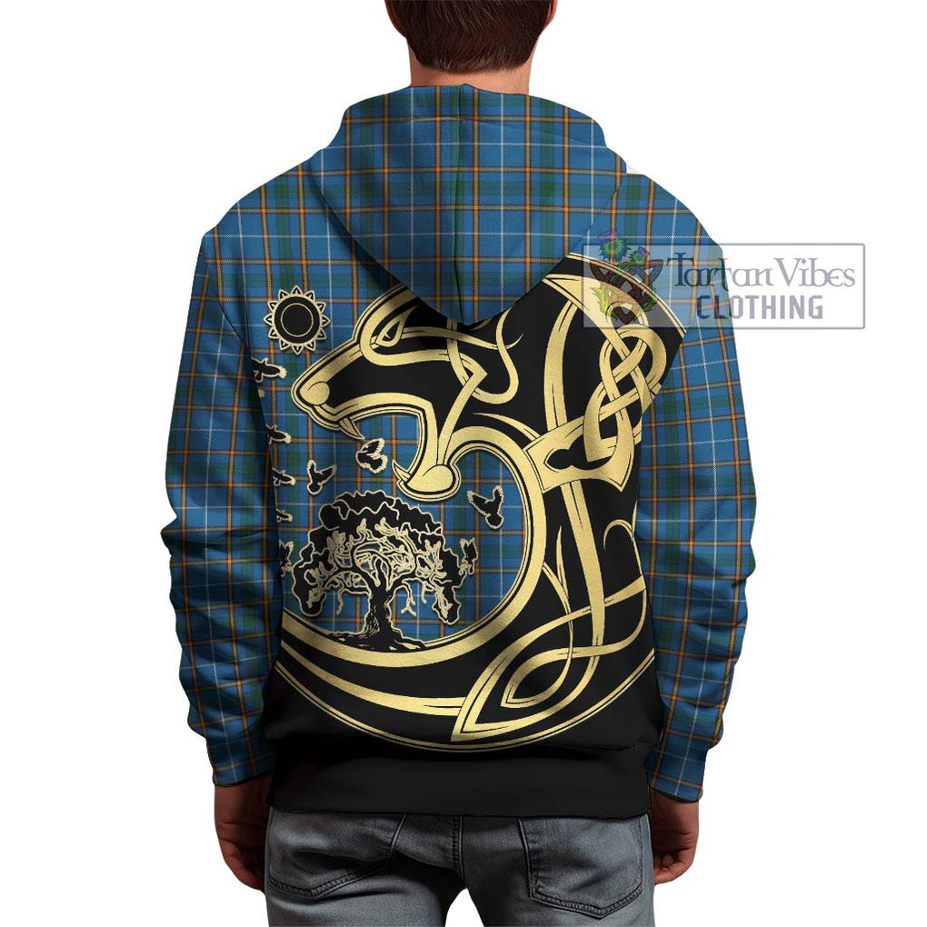 Bain Tartan Hoodie with Family Crest Celtic Wolf Style - Tartan Vibes Clothing