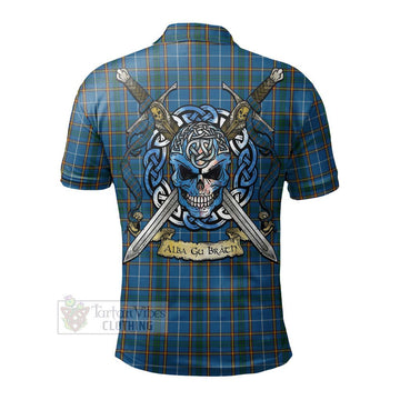 Bain Tartan Polo Shirt with Family Crest Celtic Skull Style - Tartan Vibes Clothing
