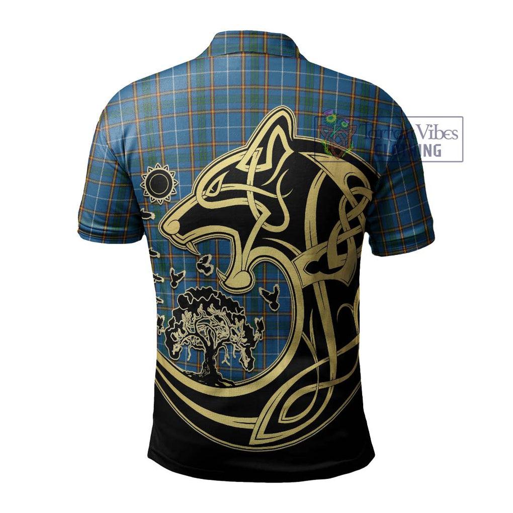 Bain Tartan Polo Shirt with Family Crest Celtic Wolf Style - Tartan Vibes Clothing