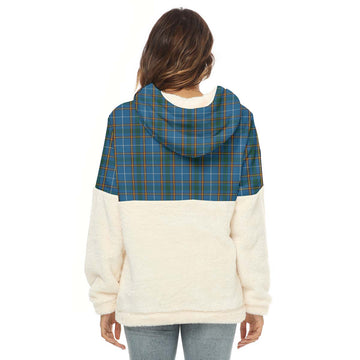 Bain Tartan Women's Borg Fleece Hoodie With Half Zip with Family Crest - Tartan Vibes Clothing