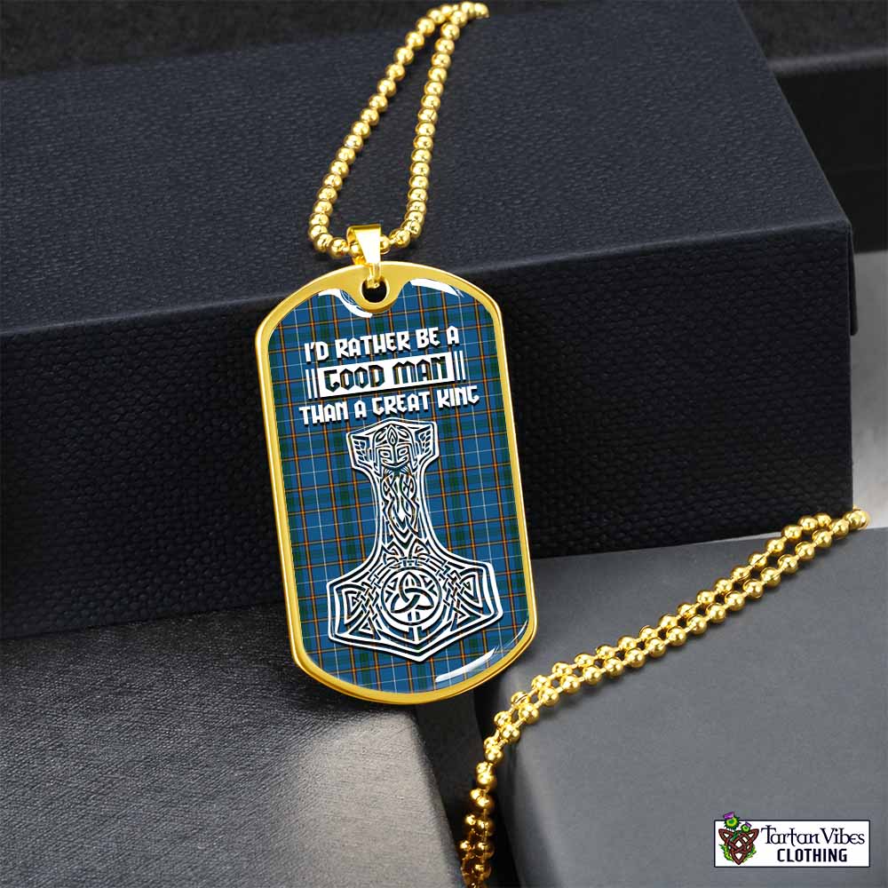 Bain Tartan Dog Tag Necklace Viking Mjolnir Style Gold No - Tartan Vibes Clothing