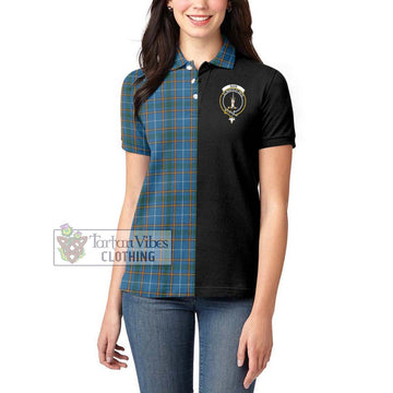 Bain Tartan Women's Polo Shirt with Family Crest and Half Of Me Style - Tartan Vibes Clothing
