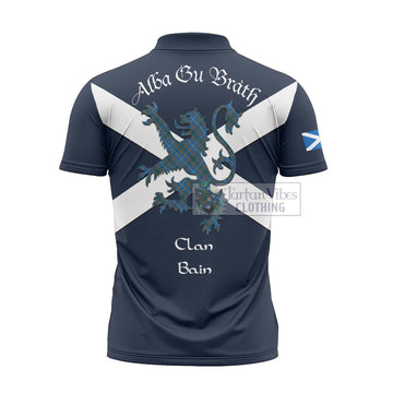 Bain Tartan Lion Rampant Zipper Polo Shirt Proudly Display Your Heritage with Alba Gu Brath and Clan Name - Tartan Vibes Clothing
