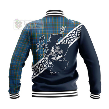 Bain Tartan Baseball Jacket Featuring Thistle and Scotland Map - Tartan Vibes Clothing