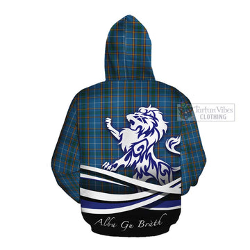 Bain Tartan Cotton Hoodie with Alba Gu Brath Regal Lion Emblem Pullover Hoodie - Tartan Vibes Clothing