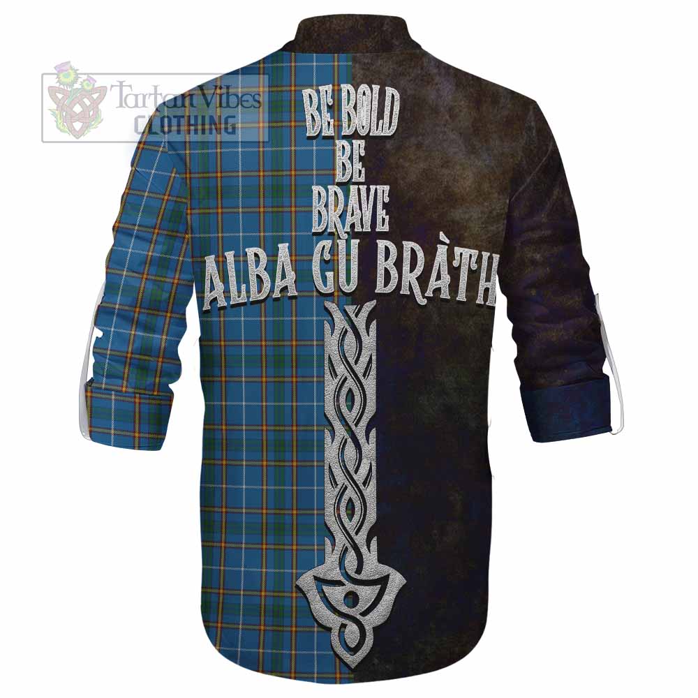 Tartan Vibes Clothing Bain Tartan Family Crest Ghillie Kilt Shirt Alba Gu Brath Be Brave Lion Ancient Style