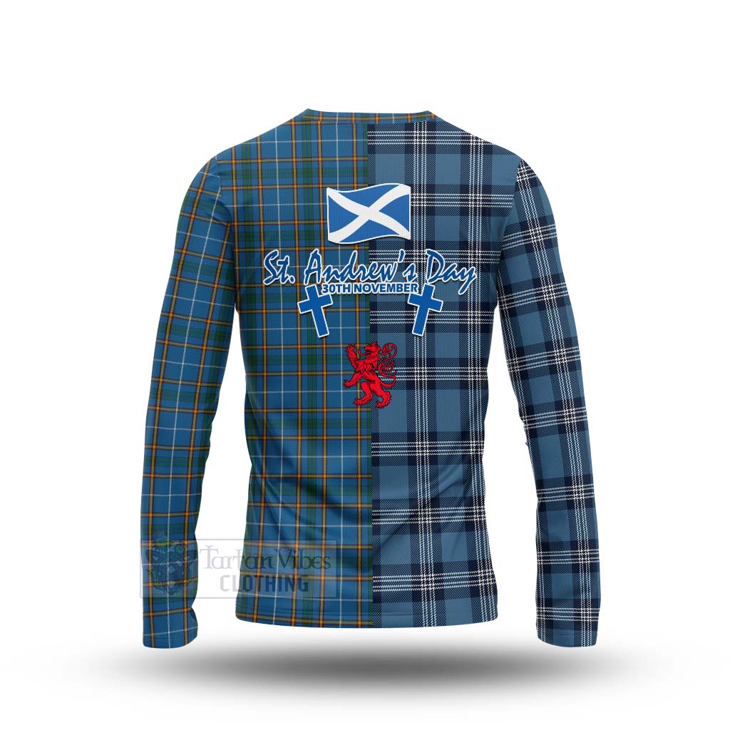 Bain Tartan Long Sleeve T-Shirt Happy St. Andrew's Day Half Tartan Style - Tartan Vibes Clothing