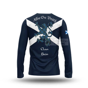 Bain Tartan Lion Rampant Long Sleeve T-Shirt Proudly Display Your Heritage with Alba Gu Brath and Clan Name - Tartan Vibes Clothing