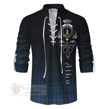 Bain Tartan Ghillie Kilt Shirt Featuring Alba Gu Brath Family Crest Celtic Inspired - Tartan Vibes Clothing